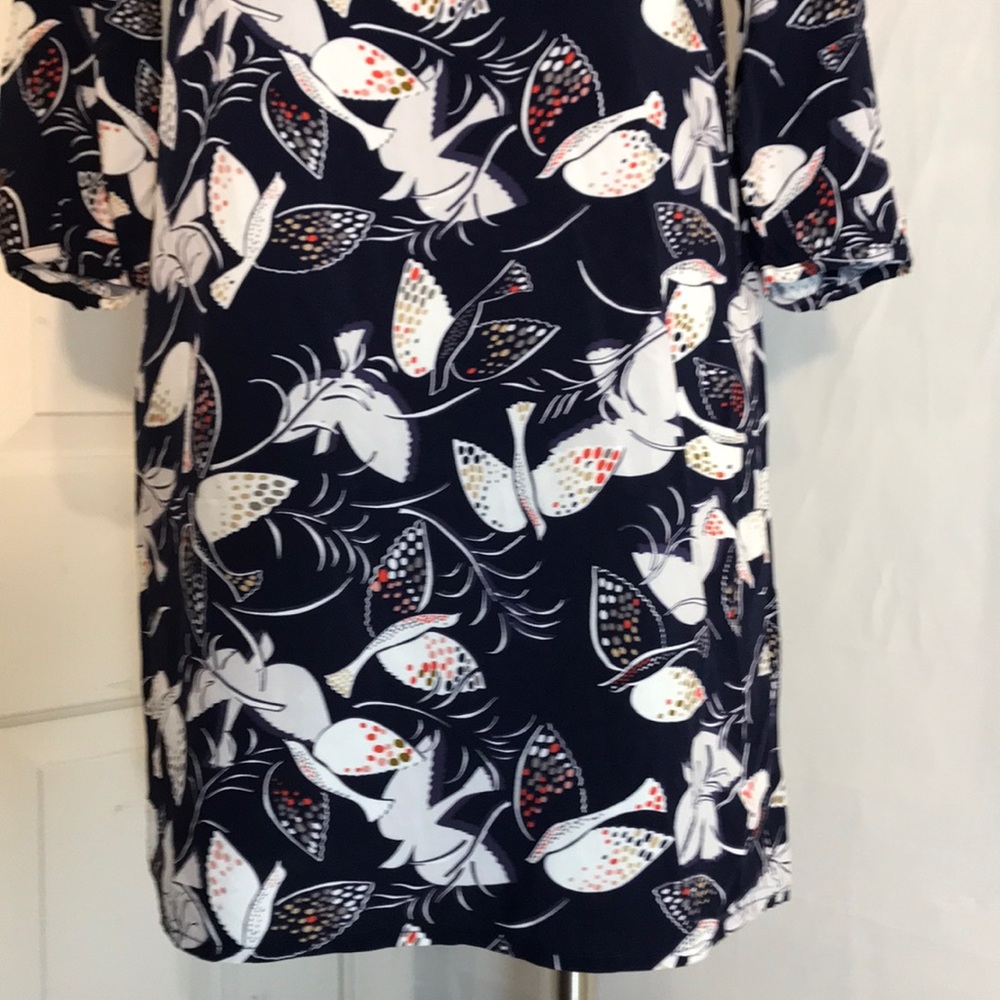 NWT XS Old Navy Blue & White Bird Blouse Dress - Picture 3 of 8